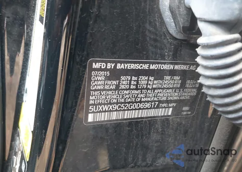 2016 BMW X3 xDrive28I from USA, damaged, VIN 5UXWX9C52G0D69617